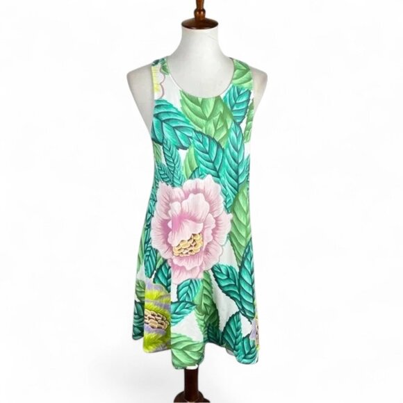 Mara Hoffman Tropical Floral Print A-Line Dress Medium - Vacation Summer Resort - Picture 3 of 12